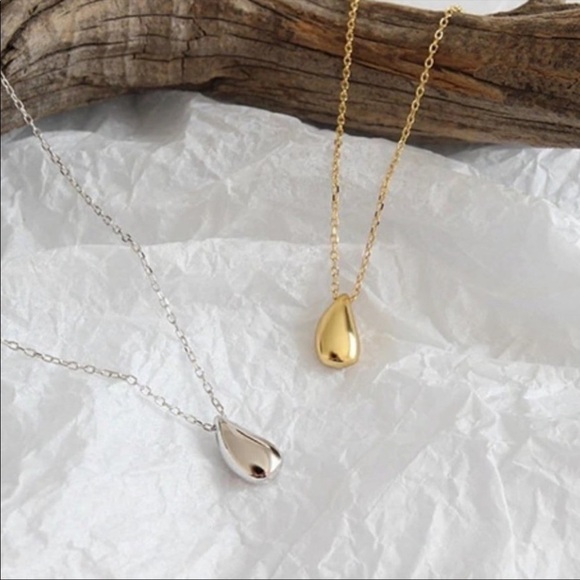 925 STERLING SILVER WATERDROP NECKLACE, NICE NECKLACE, CUTE NECKLACE - Picture 2 of 4
